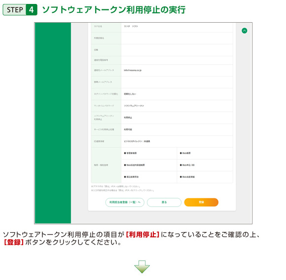 STEP4 ソフトウェアトークン利用停止の実行