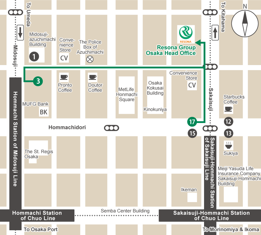 Osaka head office map