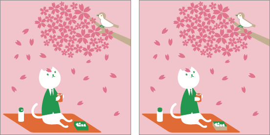 桜の木の下でお花見をしている“りそにゃ”のイラスト
