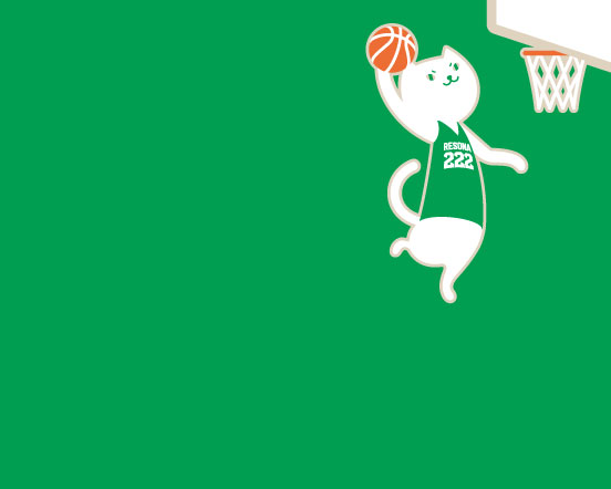 得意そうな顔でダンクシュートを決めるりそにゃの壁紙画像
