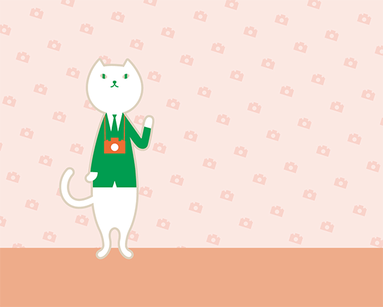 カメラを首にかけているりそにゃ