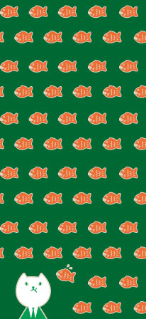 りそにゃが口をモグモグさせているまわりに、タイヤキがたくさん並んでいる壁紙